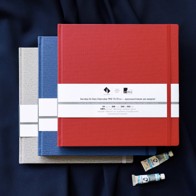 Скетчбук для акварели "ЗАКАТ" 25х25 см, 100% хлопок Baohong 300 г/м2