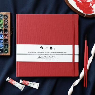 Скетчбук для акварели "ЗАКАТ" 25х25 см, 100% хлопок Baohong 300 г/м2