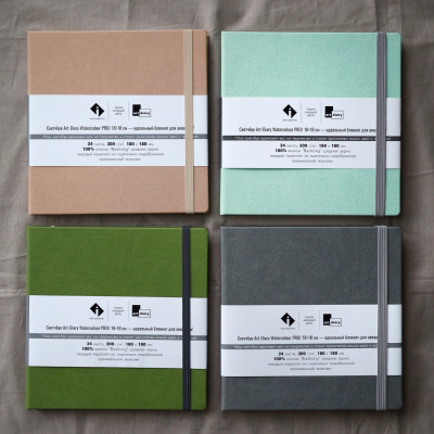 Скетчбук для акварели "ТРАВЯНОЙ" 18х18 см, 100% хлопок Baohong 300 г/м2