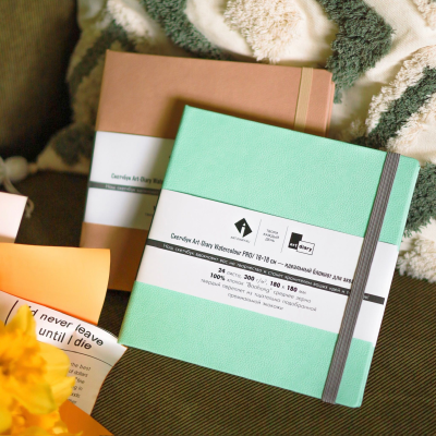 Скетчбук для акварели "ЯГЕЛЬ" 18х18 см, 100% хлопок Baohong 300 г/м2